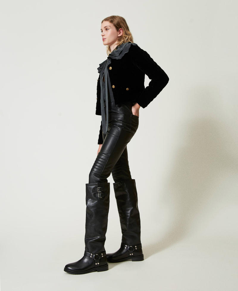 Scee by twin set Pantaloni biker 'Fairfax' in pelle Online Outlet
