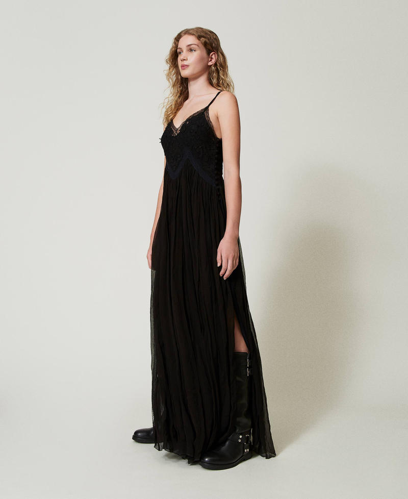 Scee by twin set Abito lungo in creponne e tulle Offerte esclusive