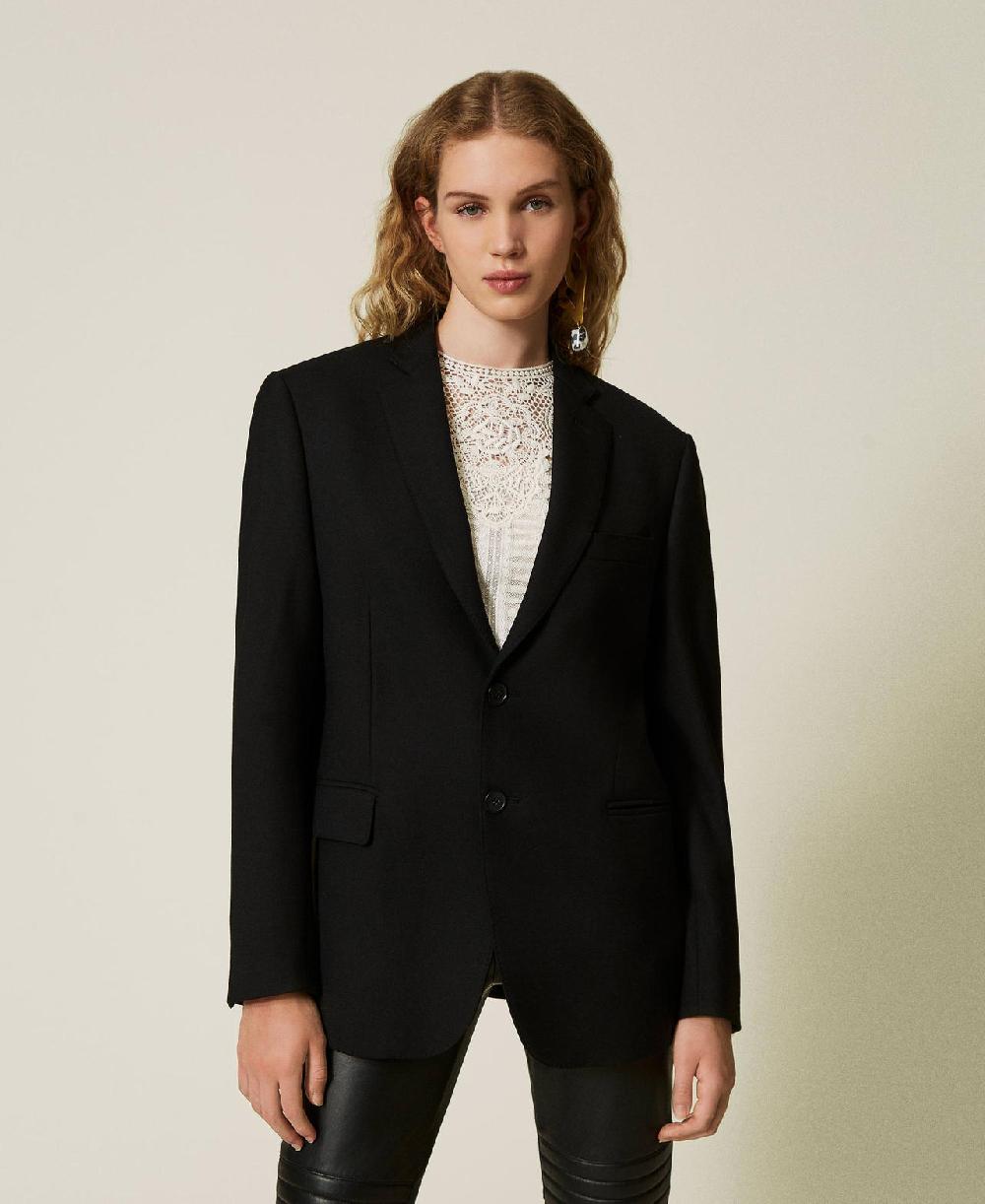 Scee by twin set Giacca blazer sartoriale in serge misto lana Lightning offer