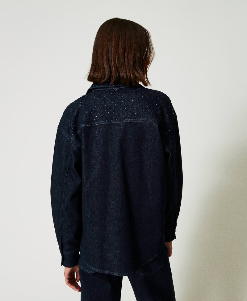 Scee by twin set Camicia in jeans con strass Liquidazione