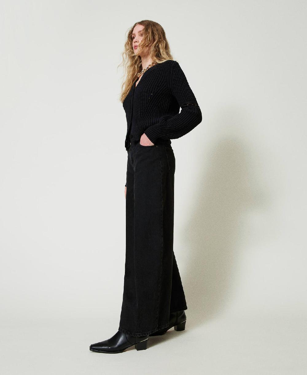 Scee by twin set Jeans cropped con doppi bottoni Fino al 50% di sconto