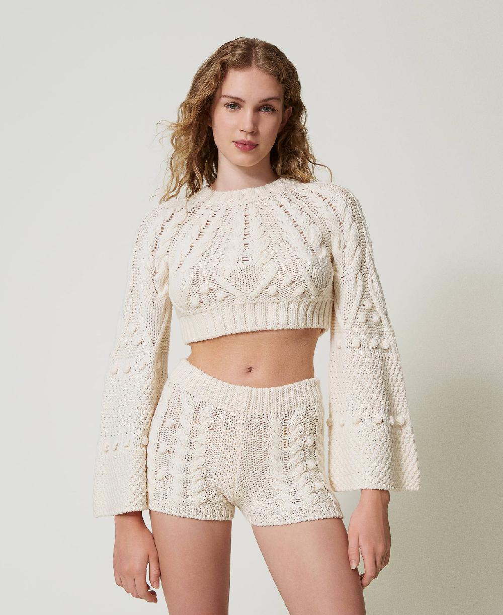 Scee by twin set Maglia cropped in lana Fino al 60% di sconto