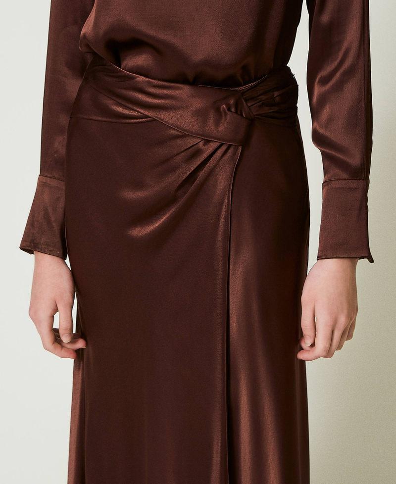 Scee by twin set Gonna lunga in raso con drappeggio Fino al 65% di sconto