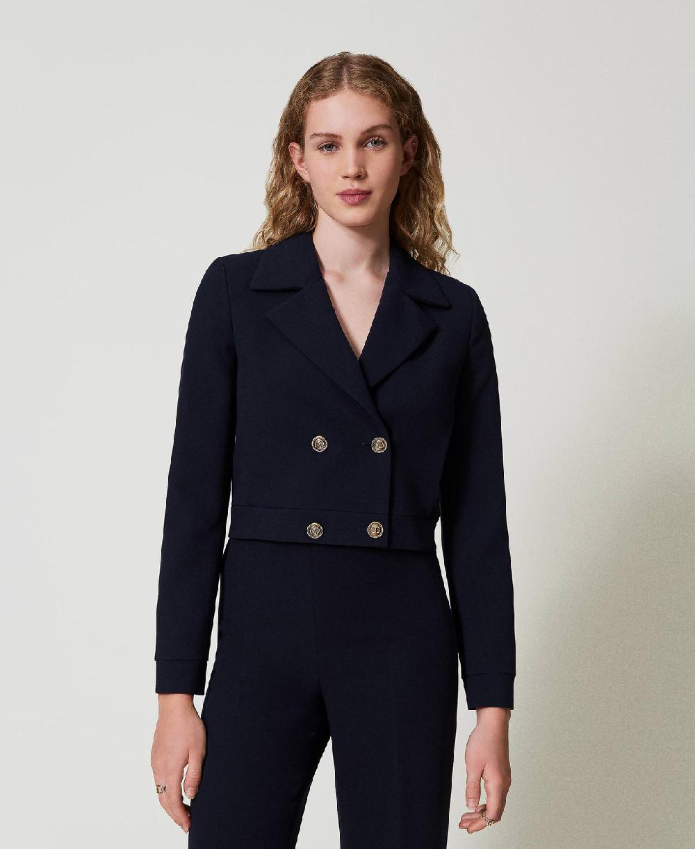 Scee by twin set Giacca cropped in cady crêpe Offerta speciale della fabbrica