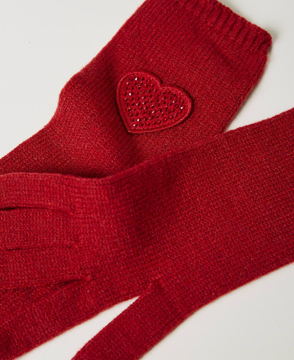 Scee by twin set Guanti in maglia con patch a cuore Qualità Garantita