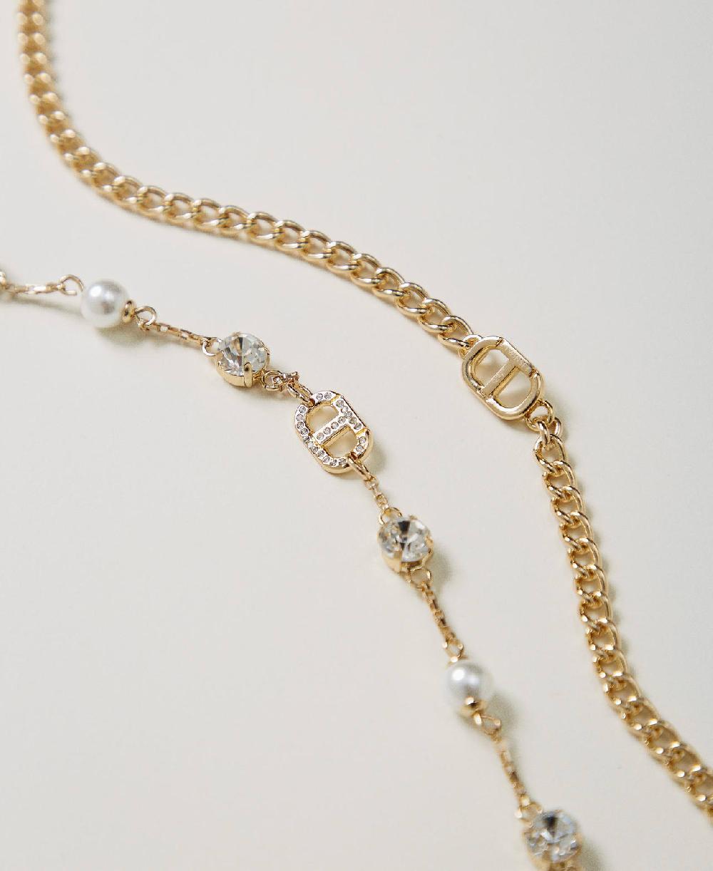 Scee by twin set Collana multifilo con strass e Oval T Economico