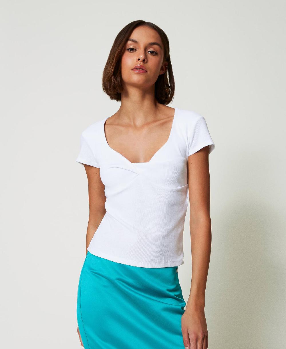 Scee by twin set T-shirt a costine con nodo Offerta natalizia