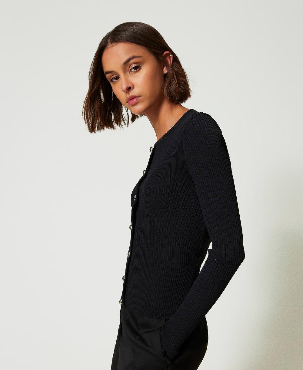 Scee by twin set Cardigan a costine con borchie Offerta Pasqua