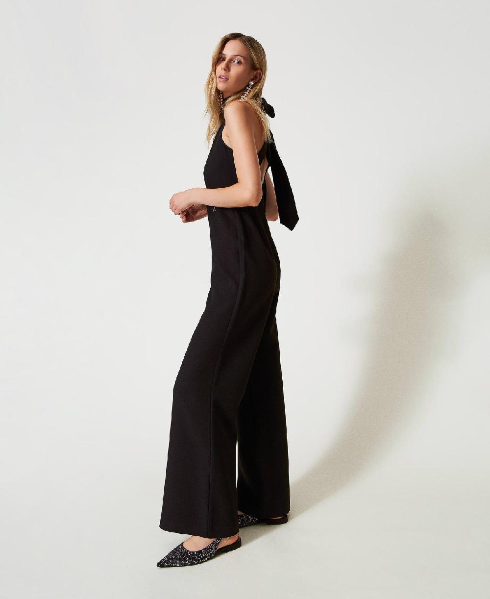 Scee by twin set Tuta halter in crêpe cady Vendita calda