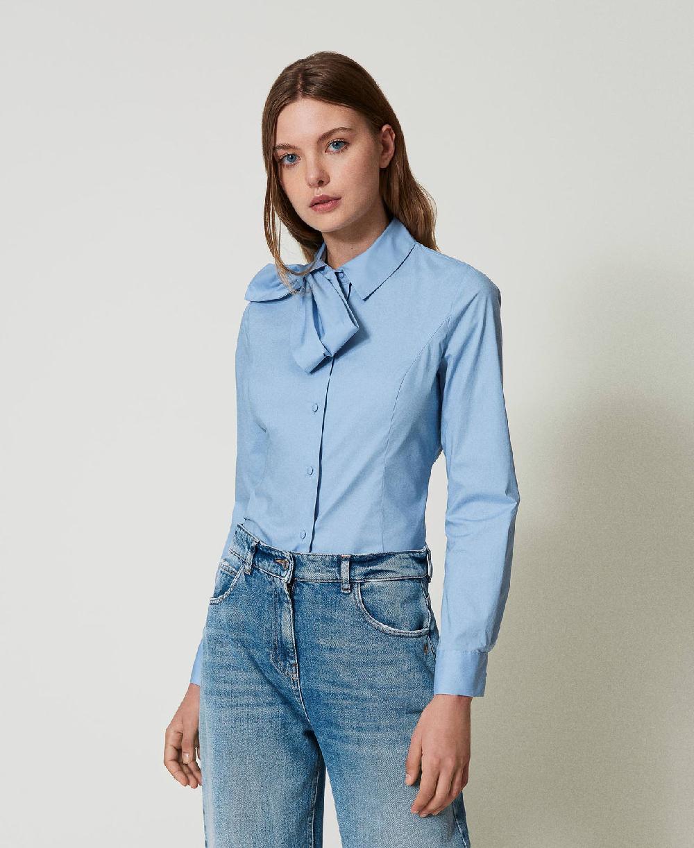 Scee by twin set Camicia in popeline con fiocco Lightning offer