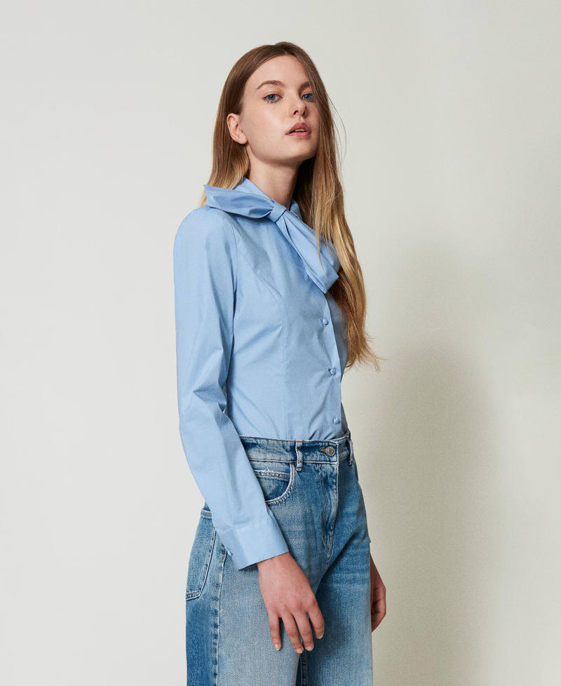 Scee by twin set Camicia in popeline con fiocco Lightning offer