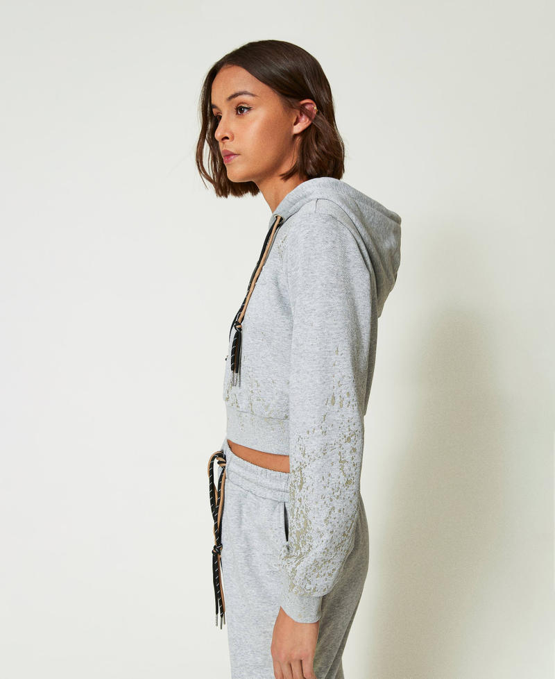 Scee by twin set Felpa cropped MYFO con stampa glitter Offerte stagionali