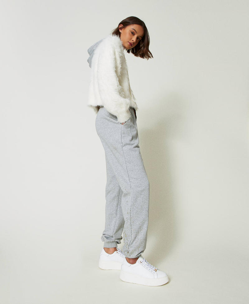 Scee by twin set Pantaloni joggers MYFO con stampa glitter Offerte giornaliere