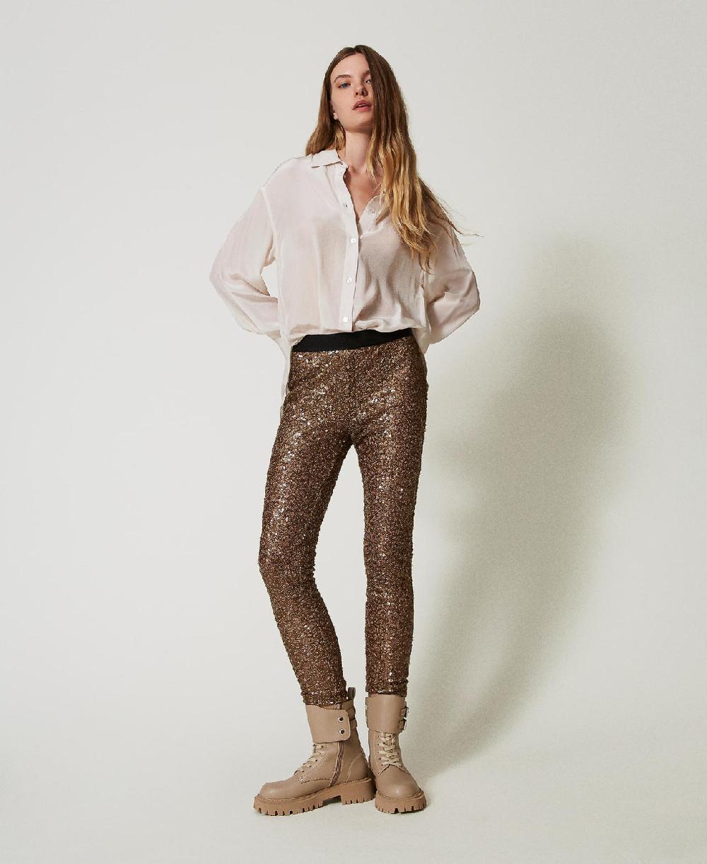 Scee by twin set Leggings MYFO in full paillettes Prezzo basso