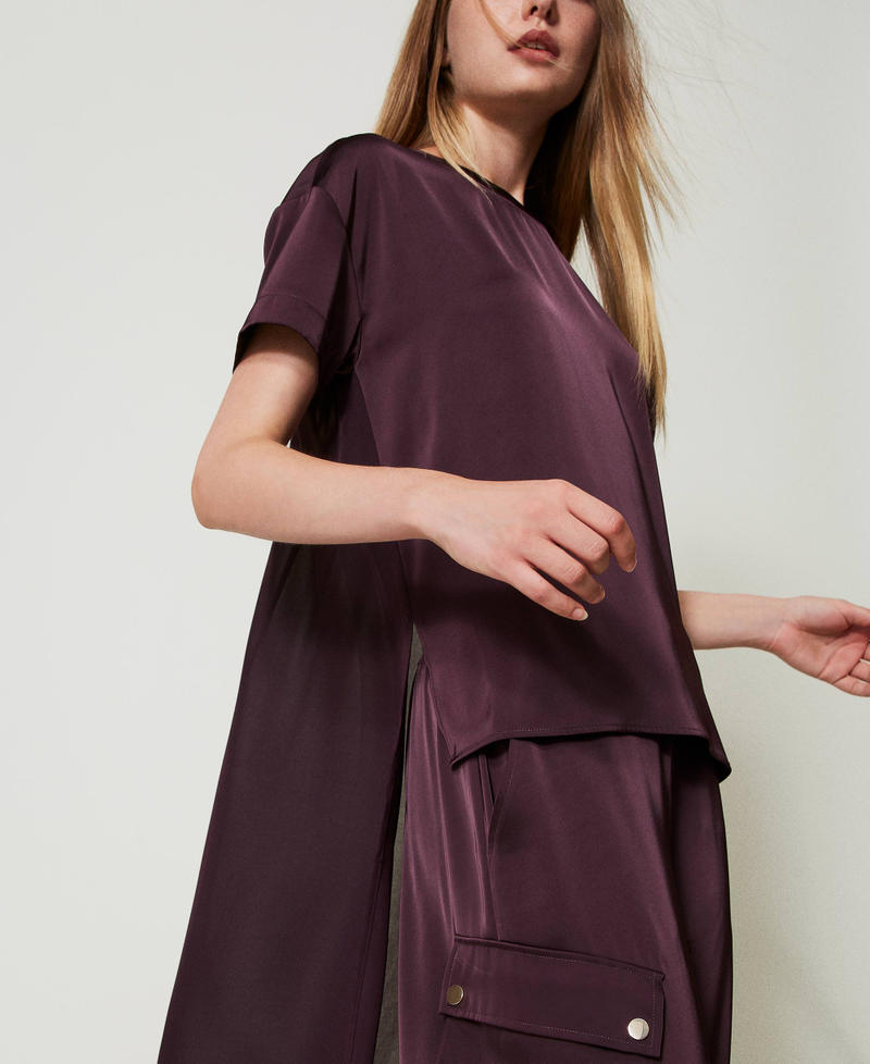 Scee by twin set Blusa asimmetrica in raso e georgette Rilascio limitato