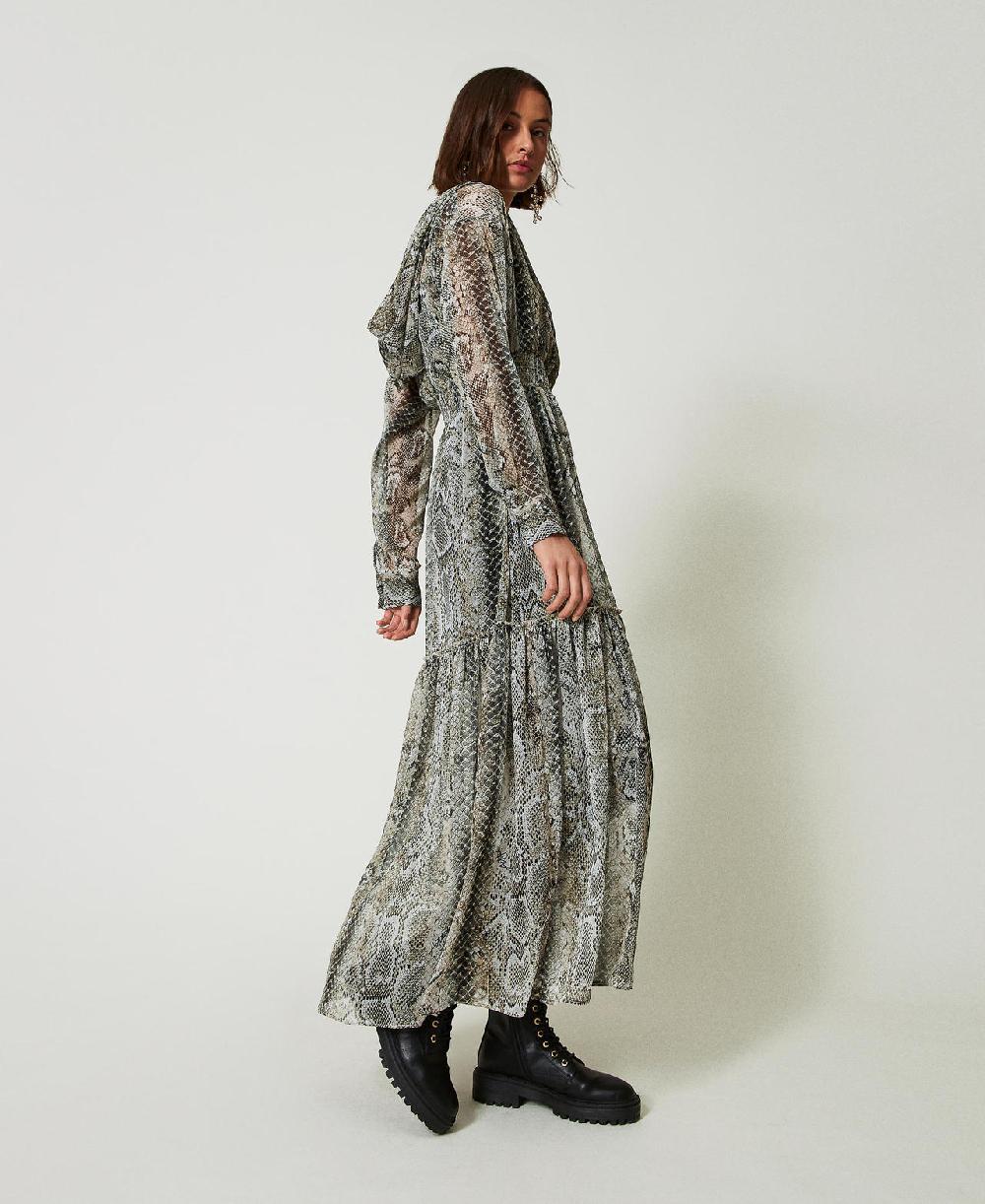 Scee by twin set Abito lungo in creponne con stampa snake Latest stili