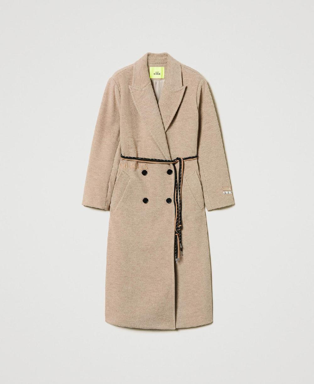 Scee by twin set Cappotto MYFO in panno diagonale Promozione temporanea