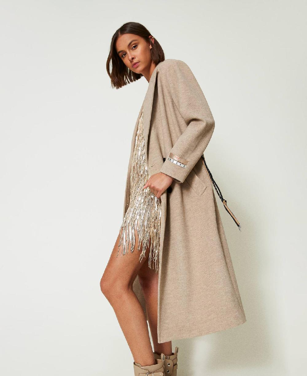 Scee by twin set Cappotto MYFO in panno diagonale Promozione temporanea