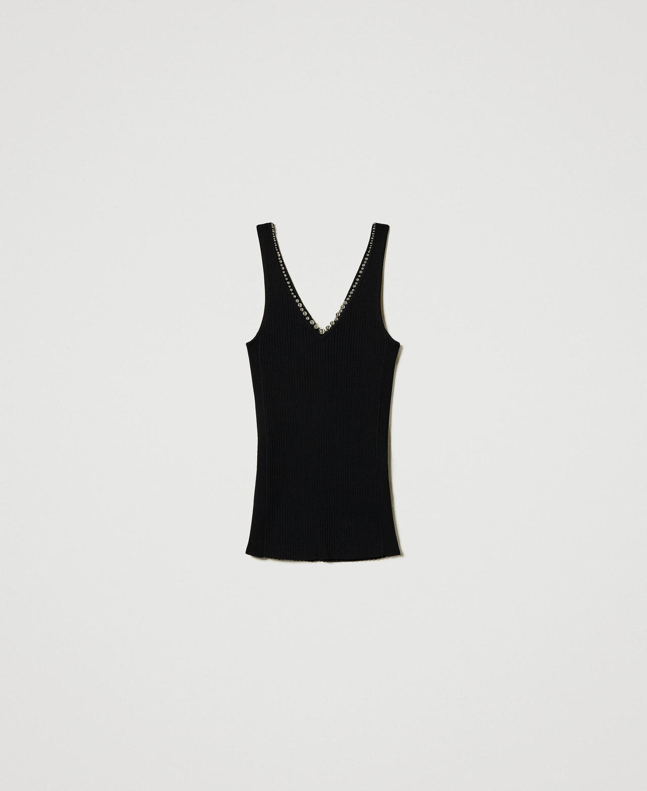 Scee by twin set Top in maglia a costine con perline Fino al 50% di sconto