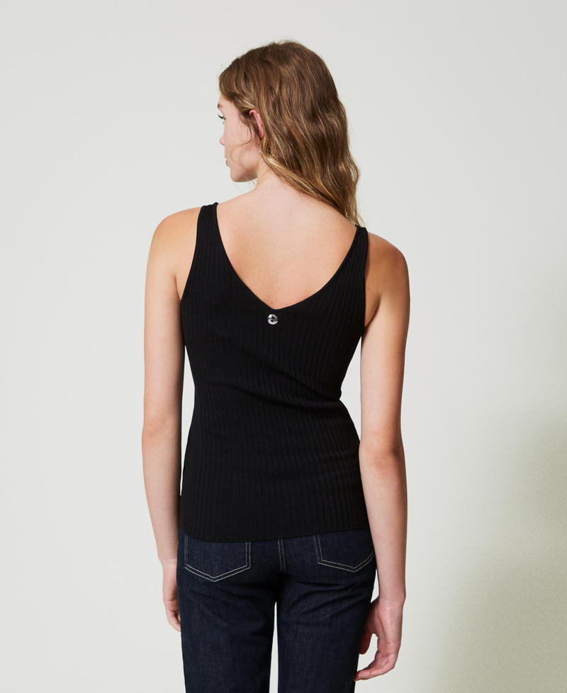 Scee by twin set Top in maglia a costine con perline Fino al 50% di sconto
