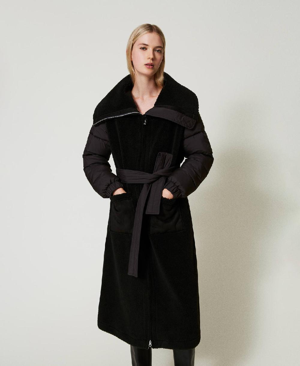 Scee by twin set Cappotto imbottito in faux fur Offerta speciale della fabbrica
