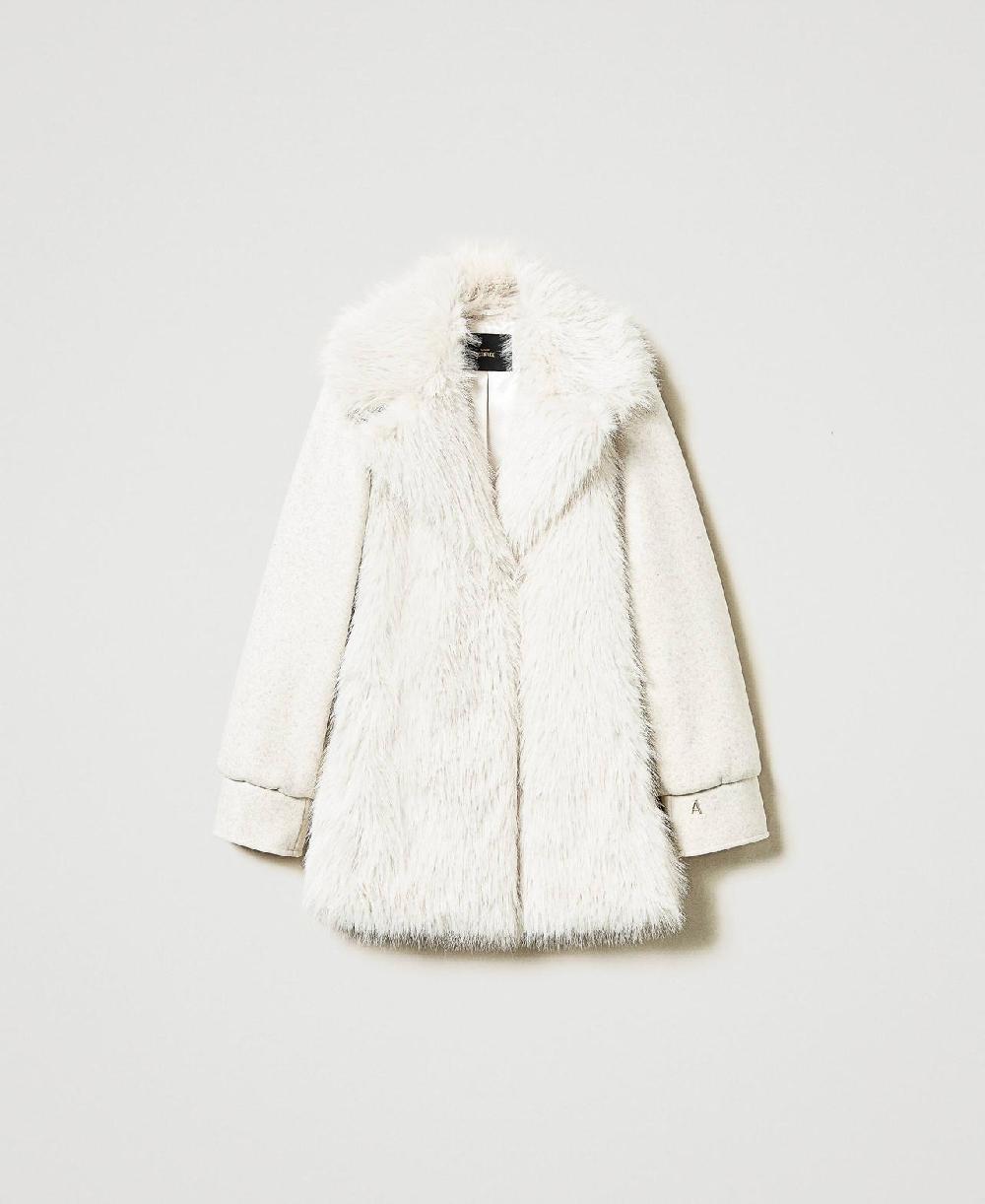 Scee by twin set Cappotto in panno e faux fur Solo un giorno rimasto