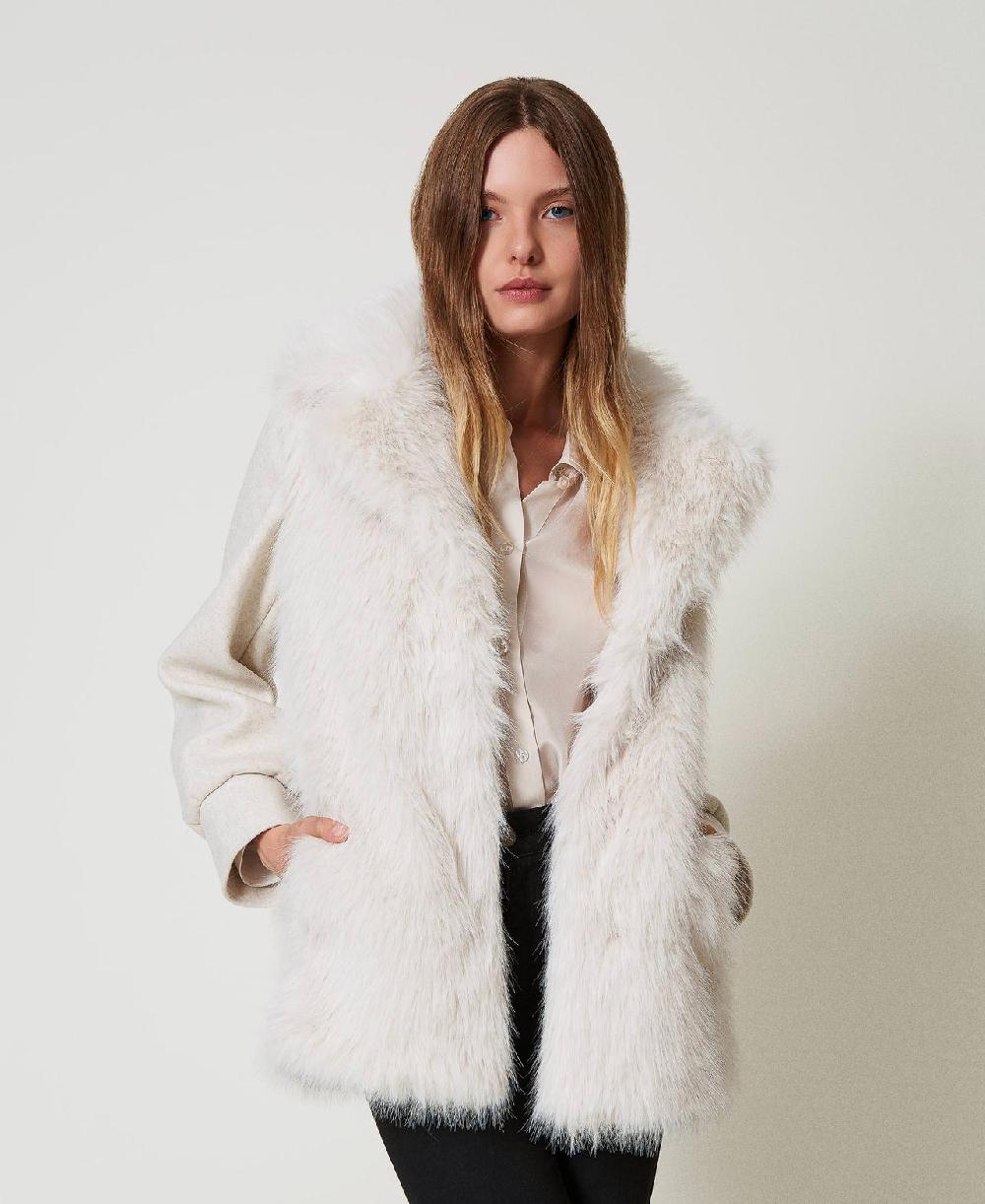 Scee by twin set Cappotto in panno e faux fur Solo un giorno rimasto