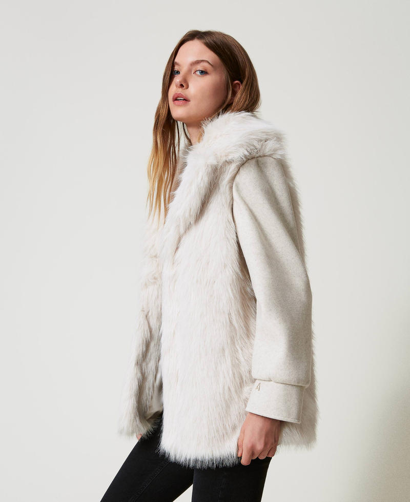 Scee by twin set Cappotto in panno e faux fur Solo un giorno rimasto