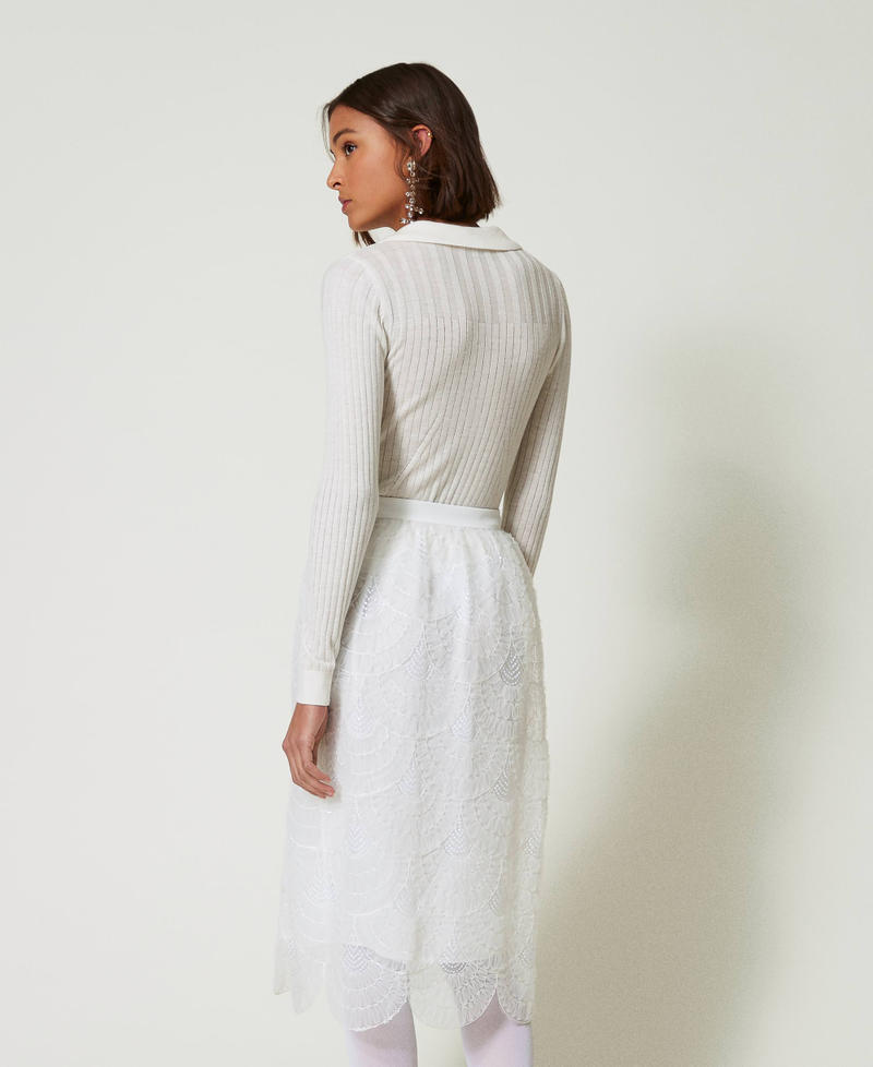 Scee by twin set Gonna longuette in organza con ricami In vendita