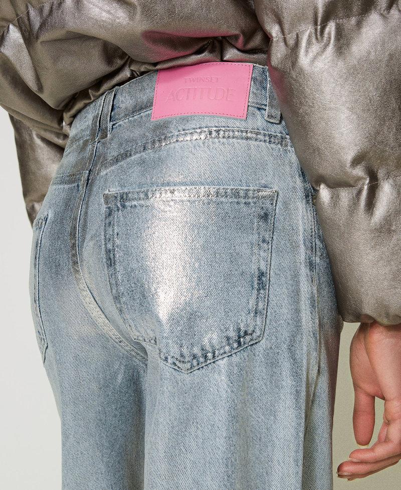 Scee by twin set Jeans wide leg con spalmatura argento Sconti questo mese