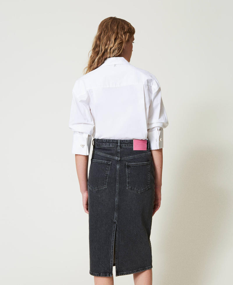 Scee by twin set Gonna longuette in jeans con strass Qualità