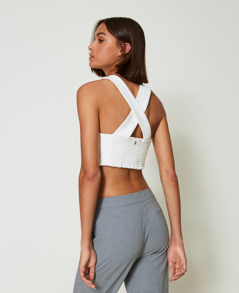 Scee by twin set Top in crêpe cady e organza ricamata Promozione
