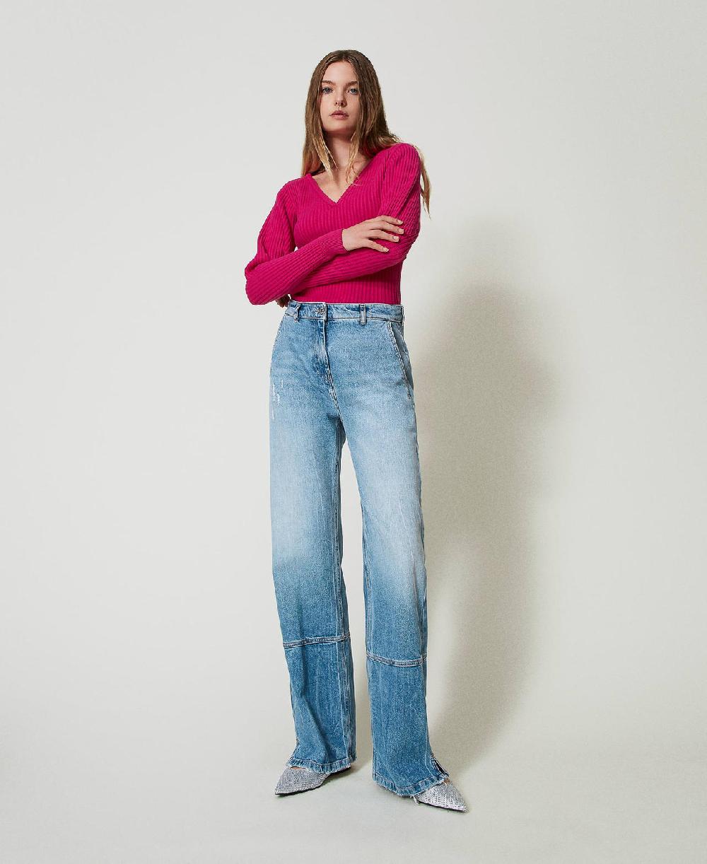 Scee by twin set Jeans wide leg con tagli Soddisfazione Garantita
