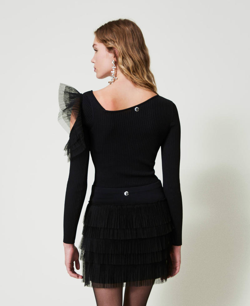 Scee by twin set Minigonna in maglia con balze in tulle Negozi Online