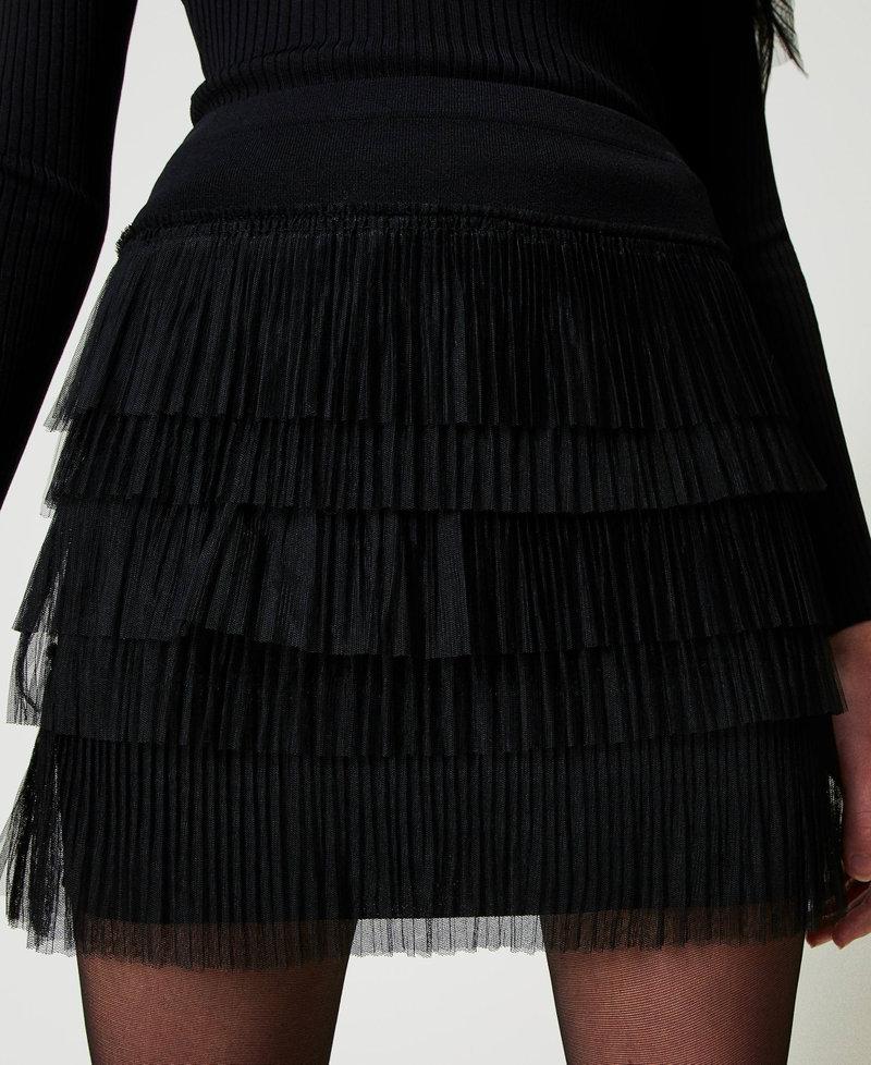 Scee by twin set Minigonna in maglia con balze in tulle Negozi Online