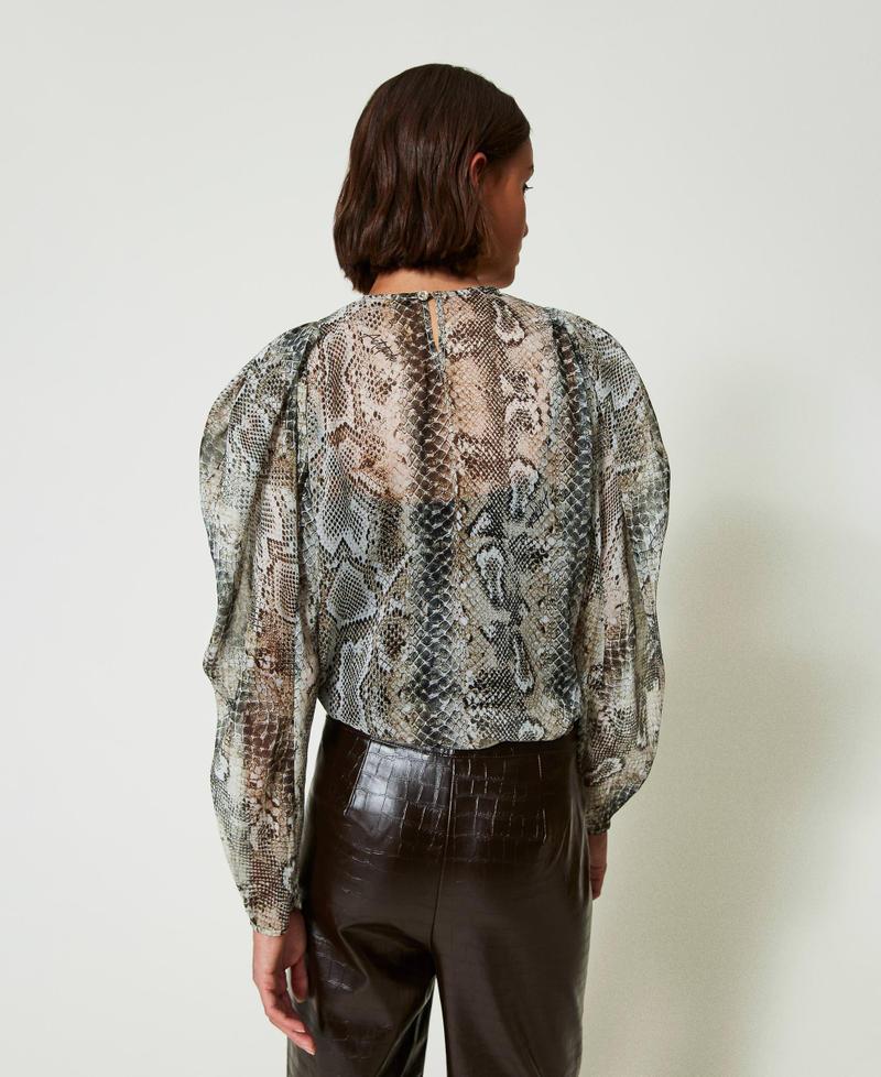 Scee by twin set Blusa in creponne con stampa snake Fino Al -60%