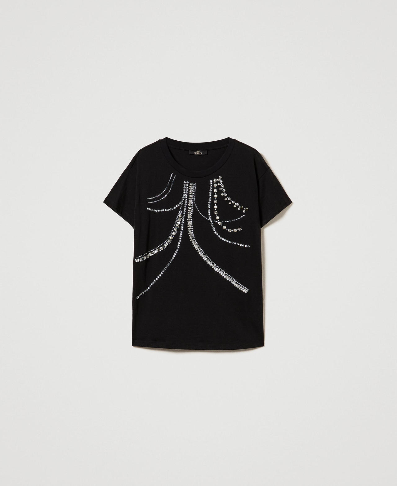 Scee by twin set T-shirt con ricami e perle Presa