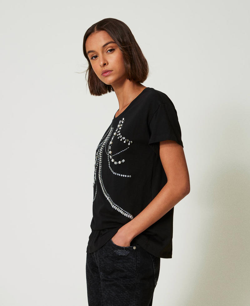 Scee by twin set T-shirt con ricami e perle Presa