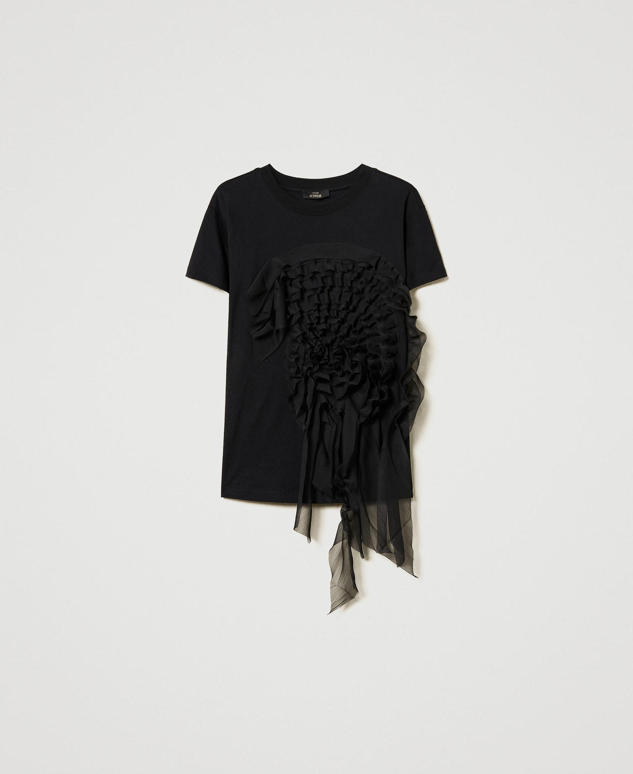 Scee by twin set T-shirt con volant in creponne Offerta