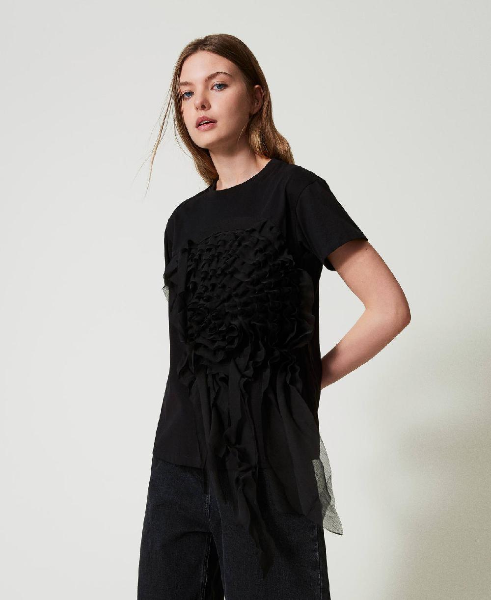 Scee by twin set T-shirt con volant in creponne Offerta