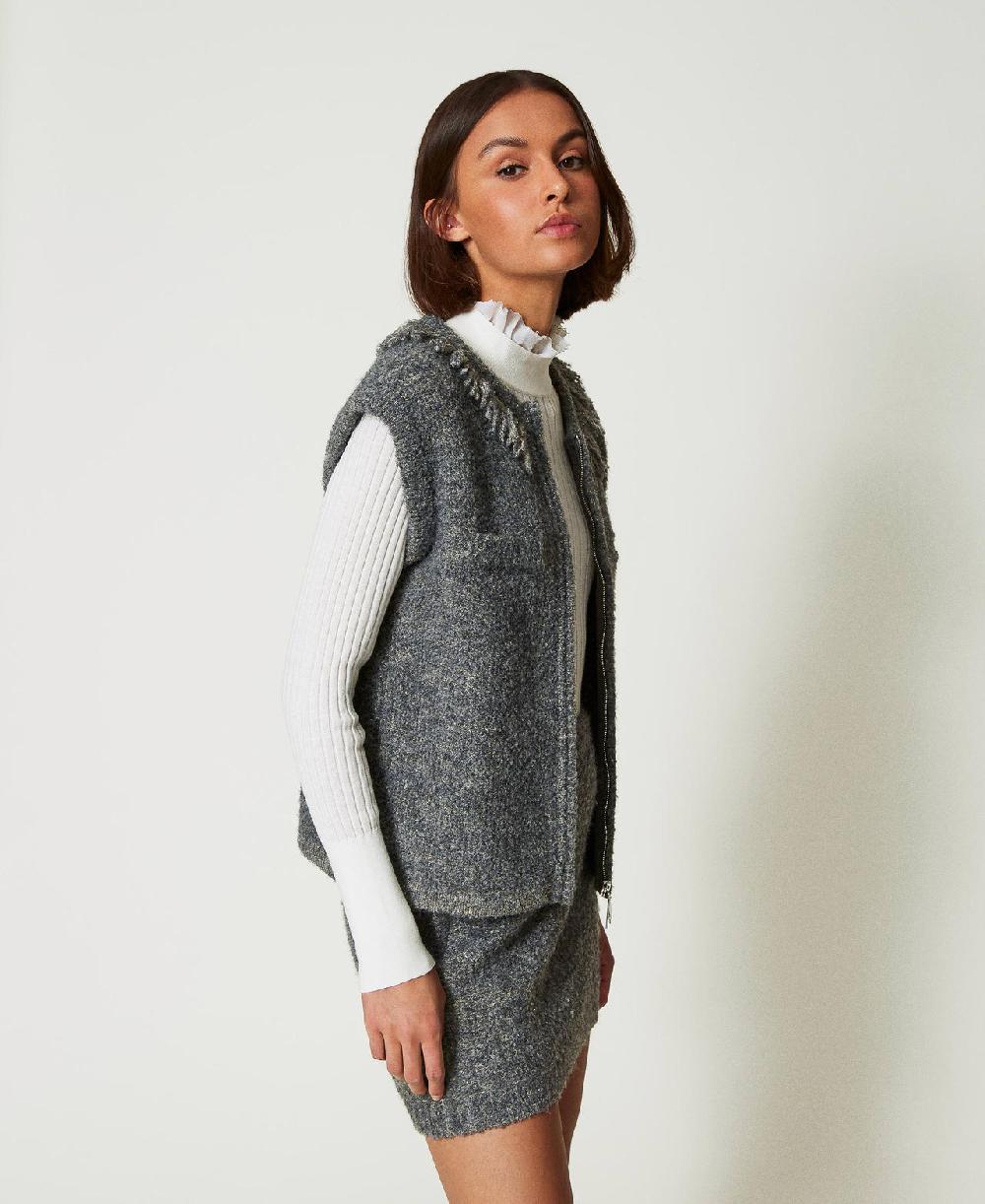 Scee by twin set Gilet in maglia bouclé riciclata Saldi