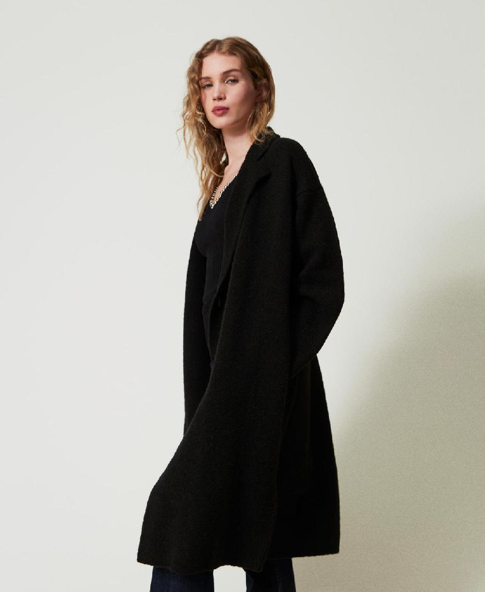 Scee by twin set Cappotto in filato riciclato bouclé Vendita Calda