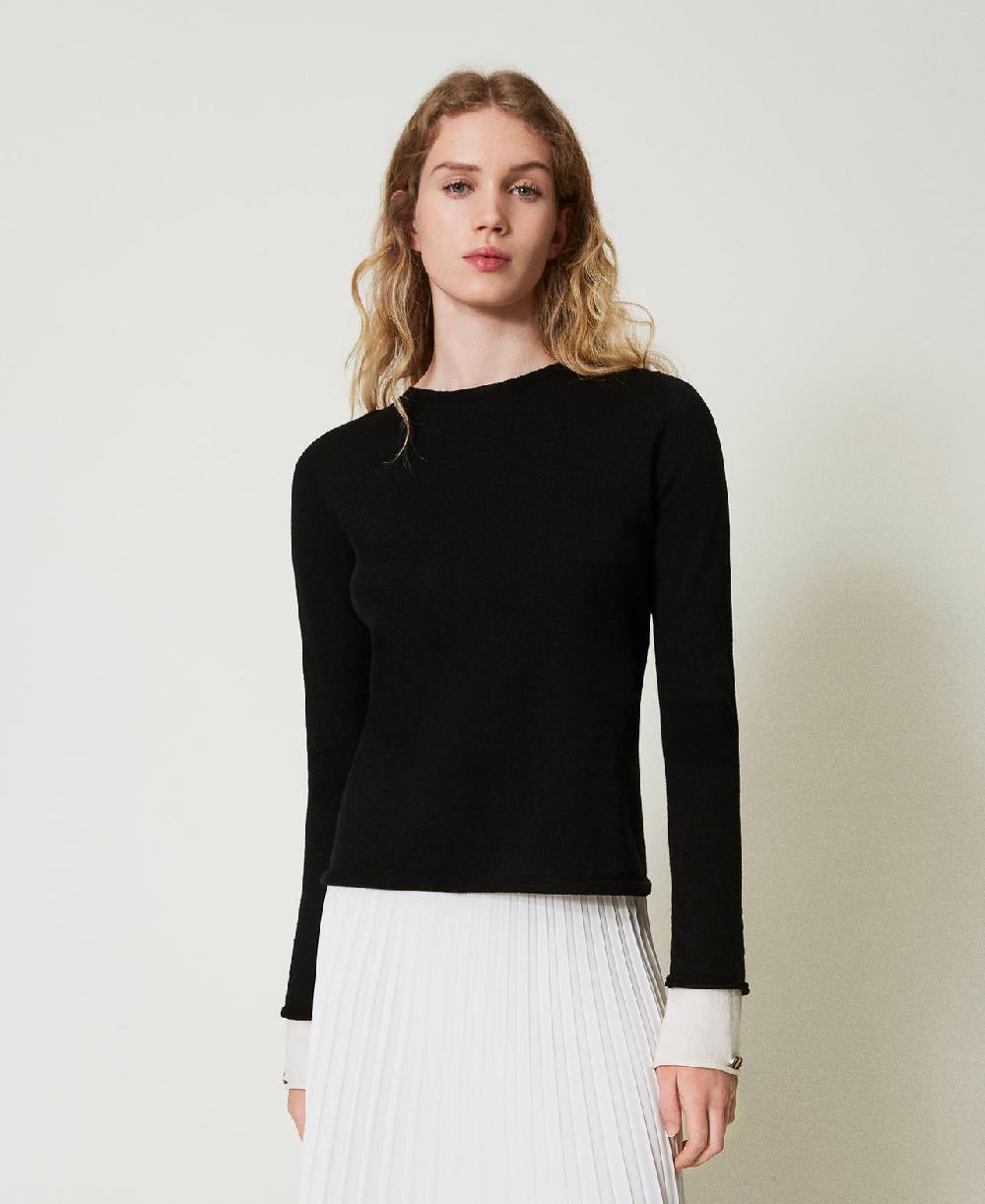 Scee by twin set Maglia con dettagli a contrasto e Oval T Nuova