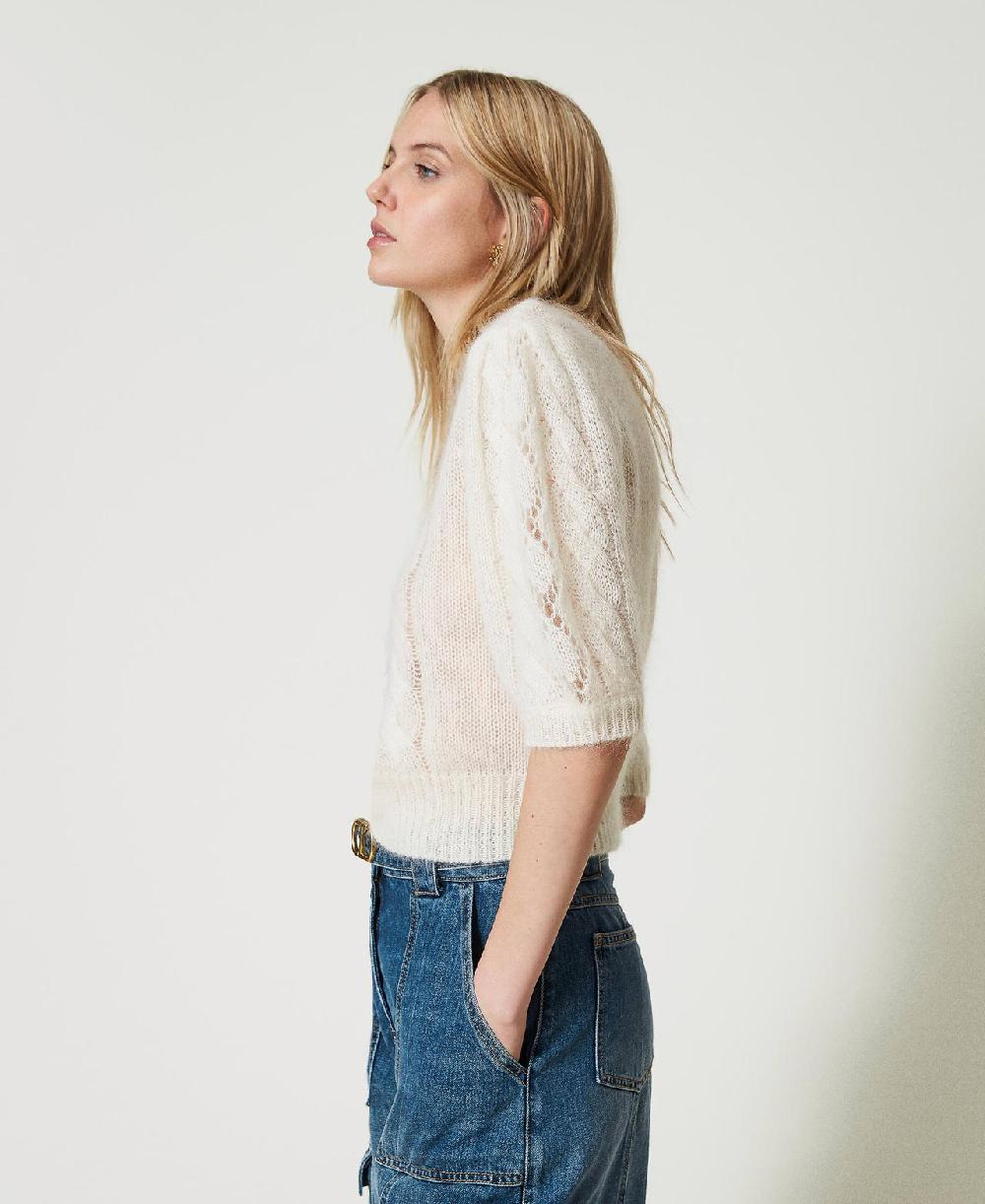 Scee by twin set Maglia in lana e mohair con pizzo Sconto di tempo limitato