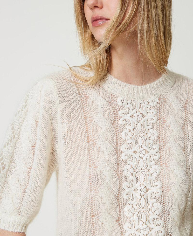 Scee by twin set Maglia in lana e mohair con pizzo Sconto di tempo limitato