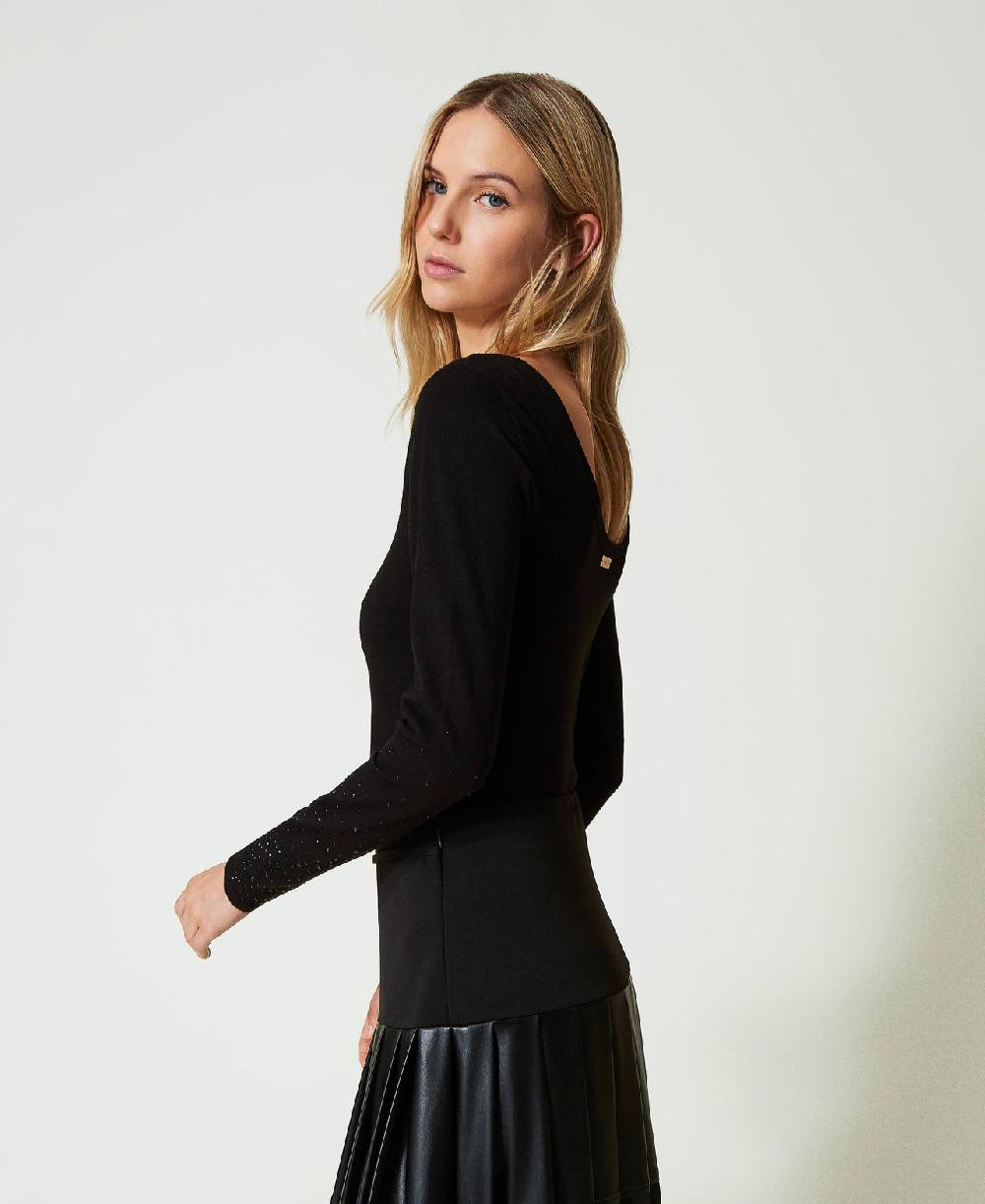 Scee by twin set Maglia con strass in dégradé Flash Sale