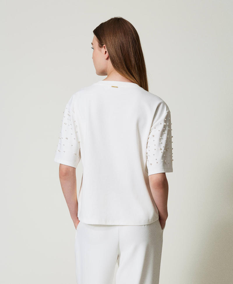 Scee by twin set T-shirt con perle Fornitura limitata