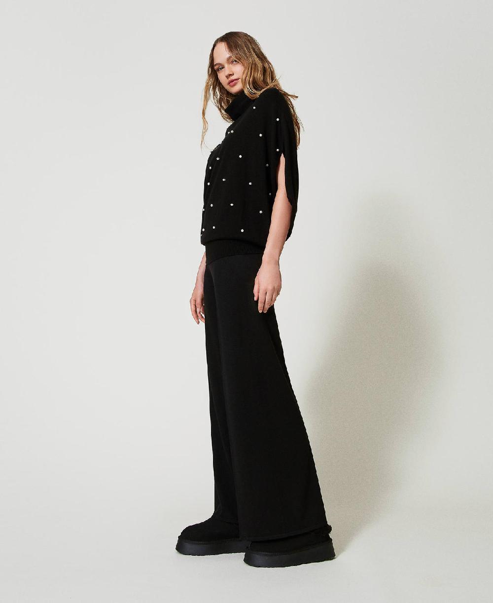 Scee by twin set Pantaloni a palazzo in misto lana Cyber Monday