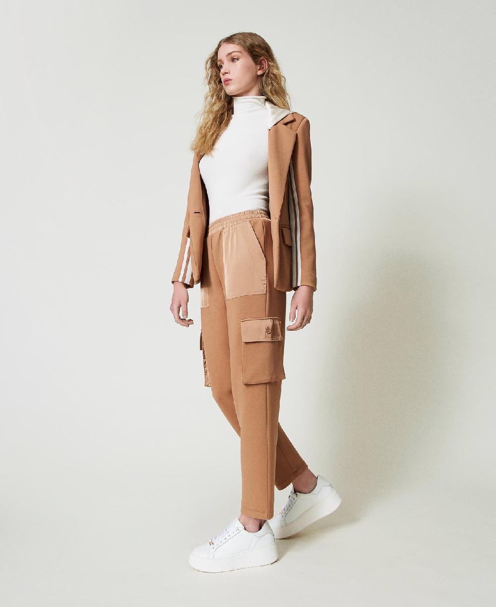 Scee by twin set Pantaloni cargo in tessuto scuba e raso Offerta natalizia
