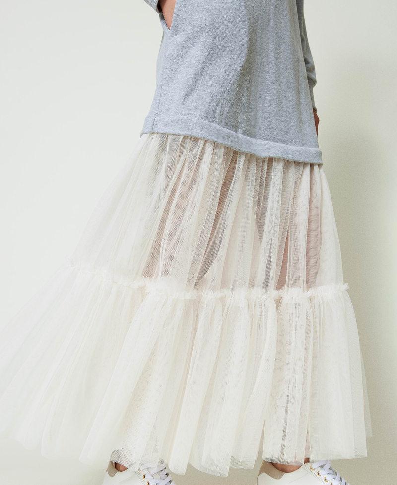 Scee by twin set Abito lungo in felpa e tulle Offerta per la Festa della Mamma